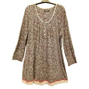 Ellen Tracy Peasant Gown XL Navy Blue Ditsy Floral TRIM Girly Romance Ballet XL